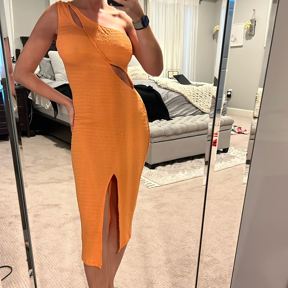 Orange cut out dress